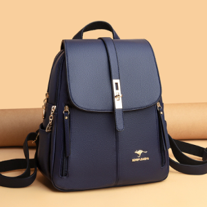 blue leather fashion backpack for women
