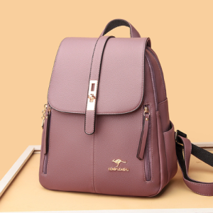 peach leather fashion backpack