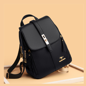 black leather fashion backpack