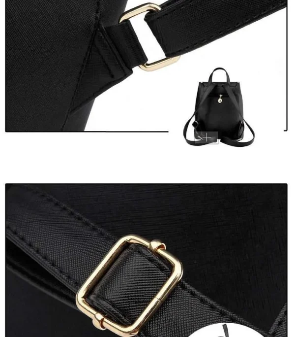 Drawstring Leather Fashion Backpack For Girls - Black - Image 13