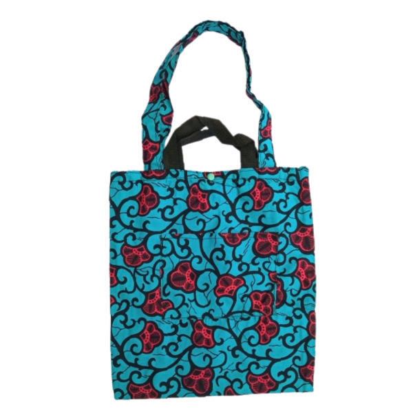 teal african print tote bag