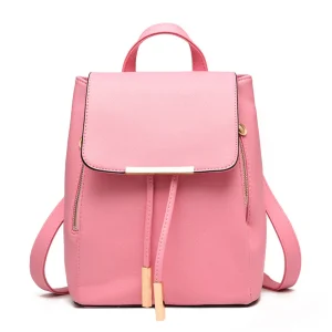 pink drawstring leather backpack
