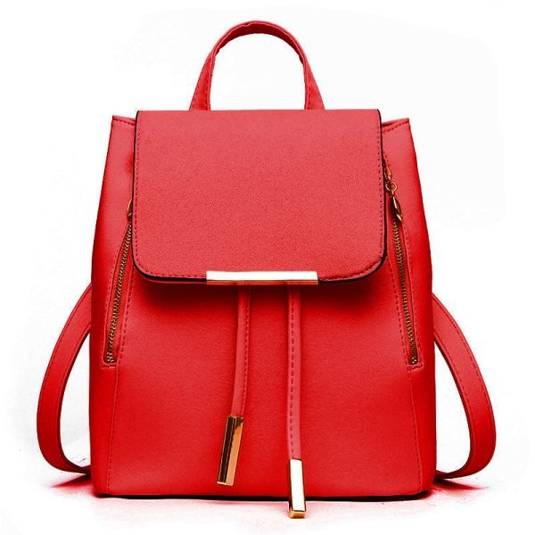 red Miss Lulu Women's Backpacks Casual Daypacks Medium with Drawstring PU Leather Lightweight red plain amazon