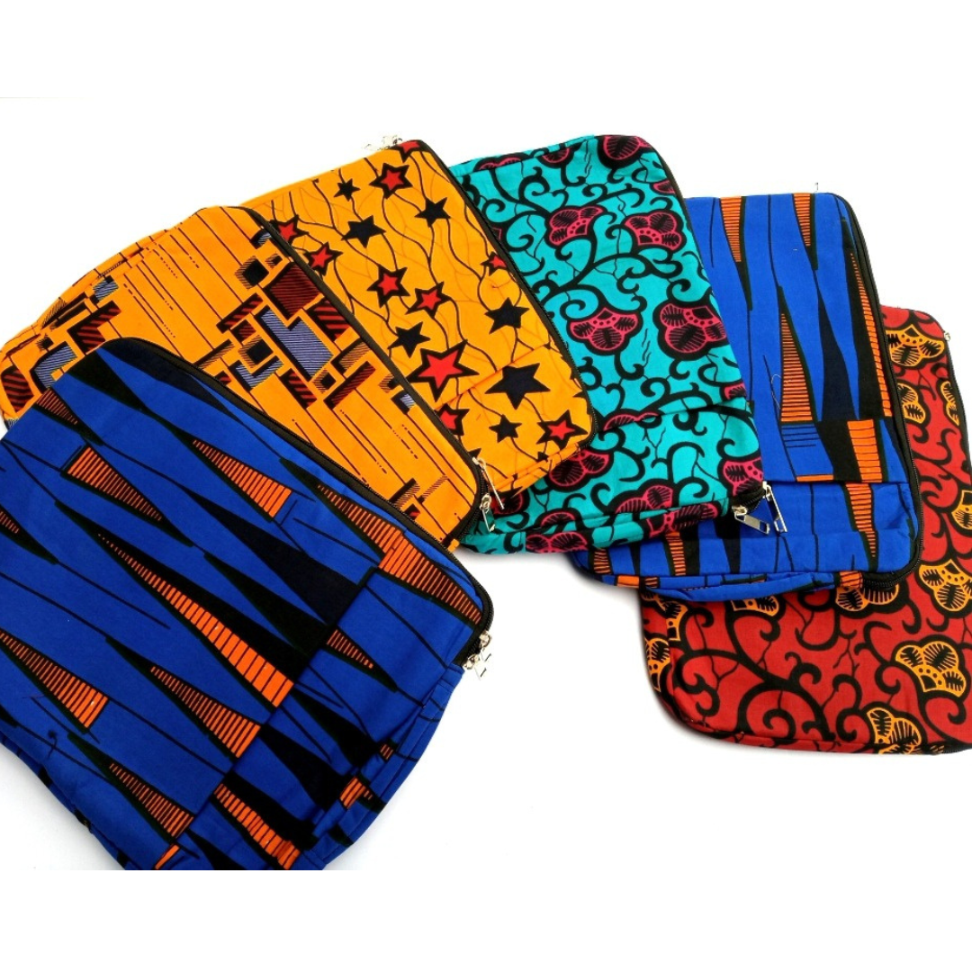 african print fabric cotton wax laptop sleeve pouch