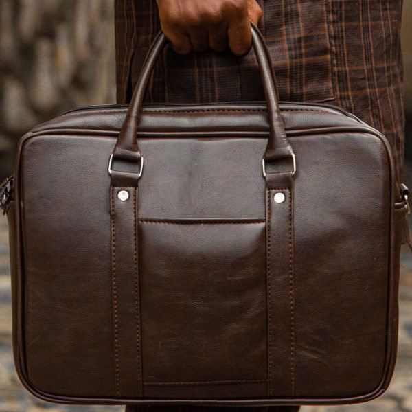 15 Inches Leather Laptop Bag | Laptop Briefcase Bag for Men/Women (Coffee Brown) - Image 11