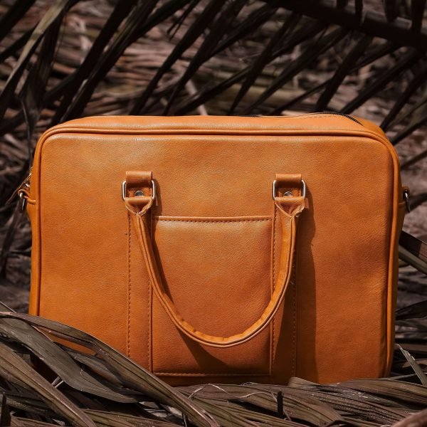 17 Inches Leather Laptop Bag | Laptop Briefcase Bag for Men/Women (Light Brown) - Image 8