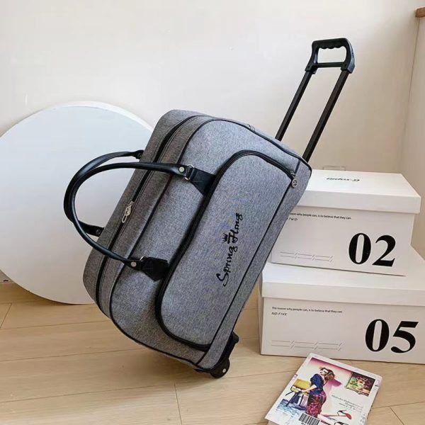 grey trolley duffel bag