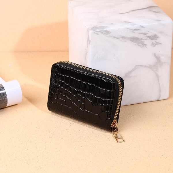 Croc Patent Leather Card Holder  Wallet - Black - Image 2