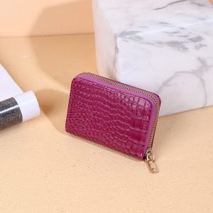 Croc Patent Leather Card Holder  Wallet - Pink