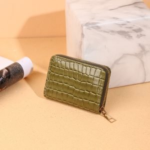 Croc Patent Leather Card Holder  Wallet - Green