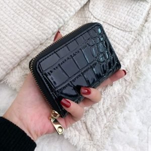 Black croc leather wallet
