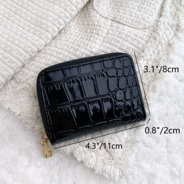 Croc Patent Leather Card Holder  Wallet - Black - Image 4