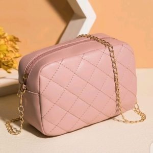 Mini Quilted Embossed Zip Chain Bag - Pink