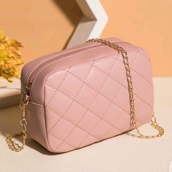 Mini Quilted Embossed Zip Chain Bag - Pink