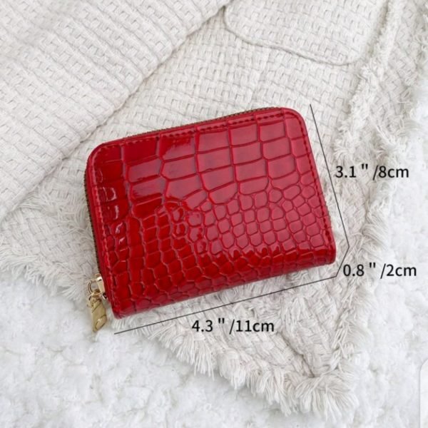 Croc Patent Leather Card Holder  Wallet - Red - Image 2