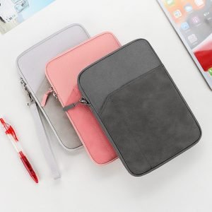 pink, light grey and dark grey ipad sleeve