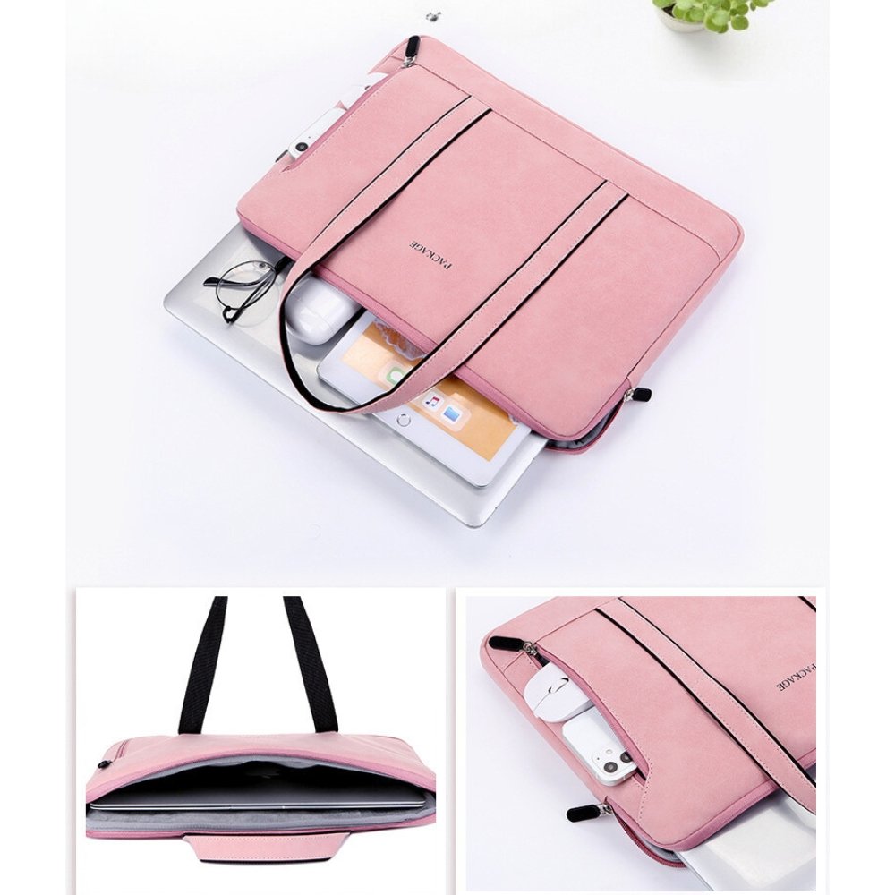 Pink suede laptop pouch part