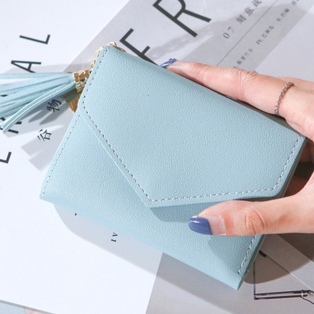 blue tassel wallet
