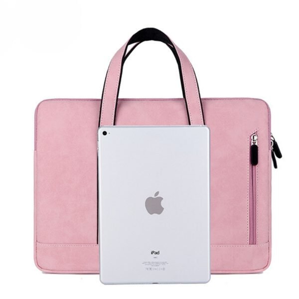 Pink suede laptop pouch
