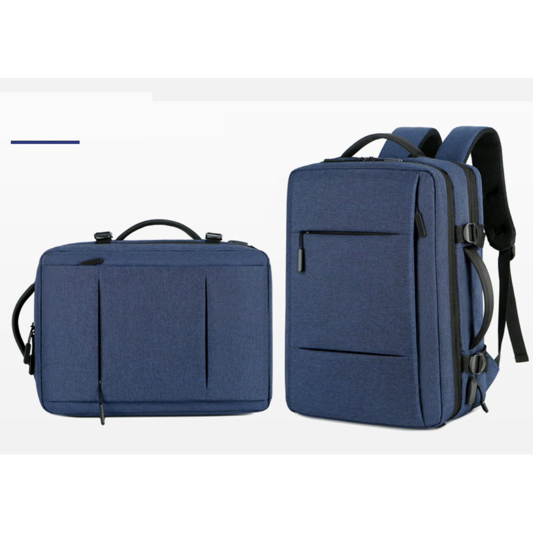 blue expandable backpack
