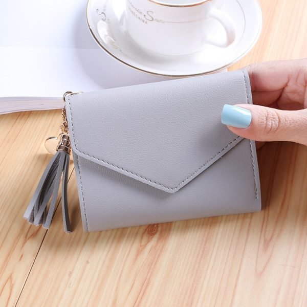 grey tassel wallet
