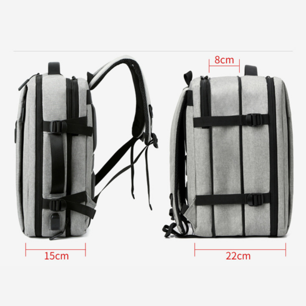 grey expandable backpack