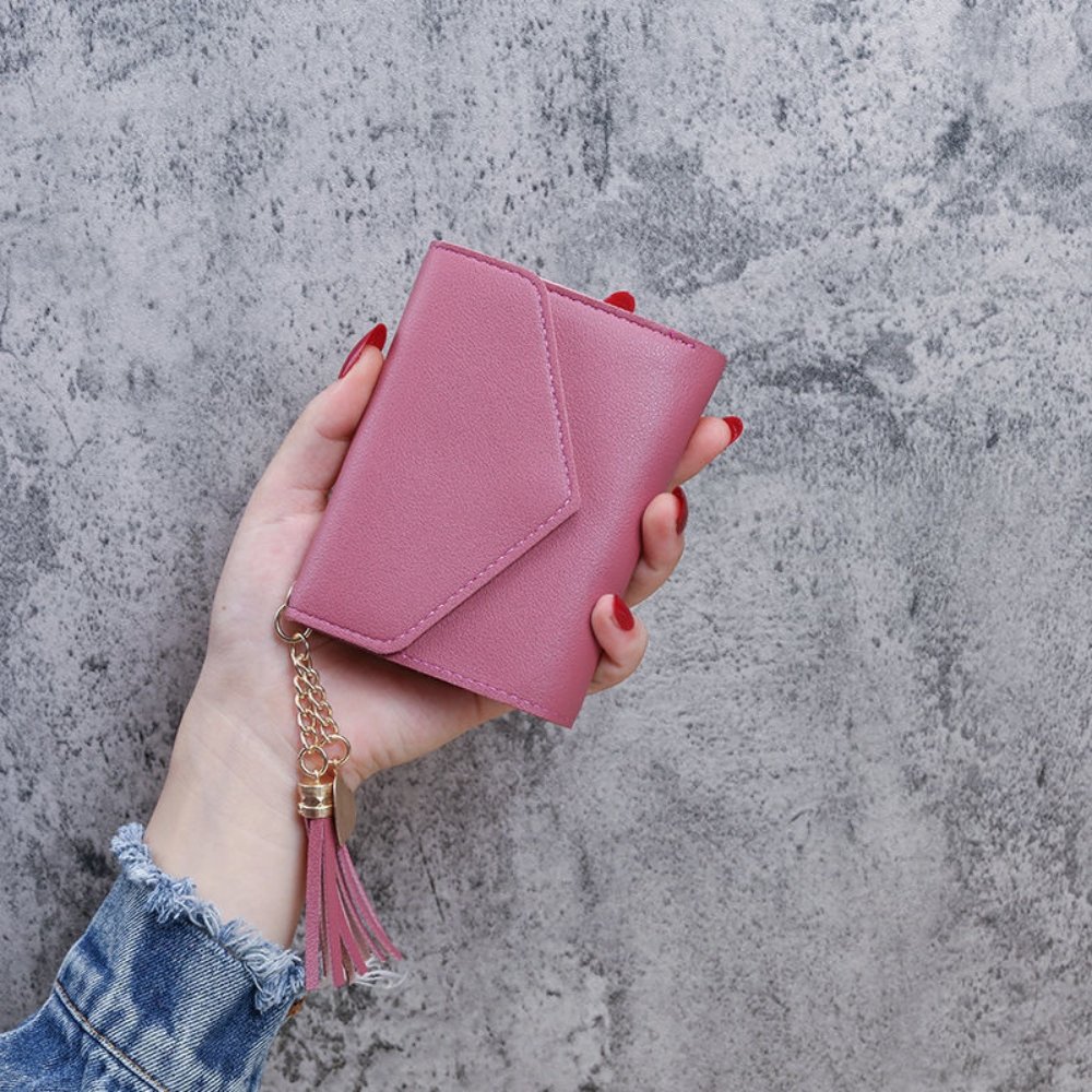 burgundy tassel wallet