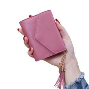 burgundy tassel wallet
